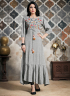 Grey Color Khadi Fabric Fancy Work Designer Party Wear Kurti