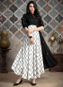 White And Black Color Khadi Fabric Fancy Work Designer Party Wear Kurti