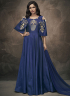Blue Color Tafeta Silk Fabric Resham Embroidered Work Designer Readymade Gown