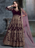 Wine Color Velvet Fabric Resham Embroidered Work Designer Anarkali Suit