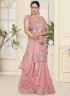 Pink Color Net Fabric Resham,Embroidered Work Designer Party Wear Saree
