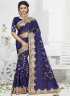 Blue Color Georgette Fabric Resham,Embroidered Work Designer Party Wear Saree