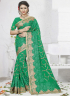 Green Color Georgette Fabric Resham,Embroidered Work Designer Party Wear Saree