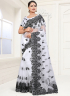 White Color Net Fabric Resham Embroidered Work Designer Party Wear Saree