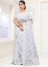White Color Net Fabric Resham Embroidered Work Designer Party Wear Saree
