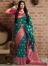 Teal Color Banarasi Silk Fabric Weaving Work Designer Traditional Party Wear Saree