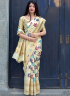 Cream Color Art Silk Fabric weaving Work Designer Traditional Party Wear Saree