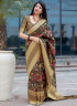 Brown Color Art Silk Fabric weaving Work Designer Traditional Party Wear Saree