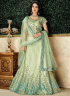 Green Color Tafeta Silk Fabric Resham Embroidered Work Designer Wedding Wear Lehenga Choli
