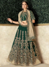 Green Color Satin Silk Fabric Resham Embroidered Work Designer Wedding Wear Lehenga Choli