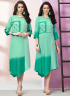 Green Color Rayon Fabric Embellishment Work Designer Party Wear Kurti
