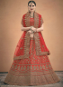 Red Color Satin Fabric Zari Embroidered Work Designer Wedding Wear Lehenga Choli