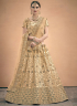 Beige Color Satin Fabric Zari Embroidered Work Designer Wedding Wear Lehenga Choli