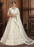 White Color Net Fabric Lucknowi Embroidered Work Designer Wedding Wear Lehenga Choli