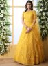 Yellow Color Net Fabric Resham Embroidered Work Designer Gown