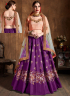 Purple Color Art Silk Fabric Embroidered Lace Work Designer Bridal Lehenga Choli