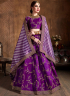 Purple Color Art Silk Fabric Embroidered Lace Work Designer Bridal Lehenga Choli
