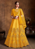 Yellow Color Art Silk Fabric Embroidered Lace Work Designer Wedding Lehenga Choli