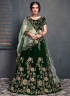 Green Color Velvet Fabric Resham Embroidered Work Designer Wedding Lehenga Choli