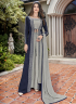 Grey And Blue Color Crepe Fabric Embroidered Resham Work Designer Salwar Suit