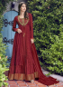 Maroon Color Chiffon Fabric Embroidered Resham Work Designer Salwar Suit