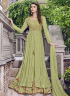 Green Color Muslin Fabric Embroidered Resham Work Designer Salwar Suit