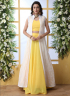 Yellow And White Color Georgette Fabric Plain Thread Work Designer Party Wear Lehenga Choli