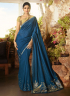 Blue Color Silk Fabric Resham Embroidered Work Designer Party Wear Saree