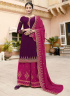 Purple Color Georgette Fabric Embroidered Resham Work Designer Palazzo Suit