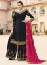 Black Color Georgette Fabric Embroidered Resham Work Designer Palazzo Suit