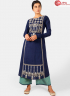 Blue Color Khadi Fabric Embroidered Work Designer Party Wear Kurti