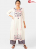 White Color Khadi Fabric Embroidered Work Designer Party Wear Kurti