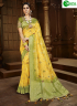 Yellow Color Silk Fabric Weaving Work Designer Party Wear Saree