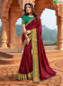 Maroon Colour Silk Fabric Embroidered Patch Work Designer Party Wear Saree