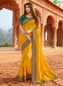 Yellow Colour Silk Fabric Embroidered Patch Work Designer Party Wear Saree