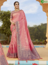 Pink Colour Silk Fabric Embroidered Weaving Work Designer Party Wear Saree
