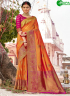 Orange Color Banarasi Silk Fabric Woven Designer Party Wear Saree