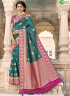 Rama Colour Banarasi Silk Fabric Woven Traditional Party Wear Saree