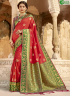 Red Colour Banarasi Silk Fabric Woven Traditional Party Wear Saree