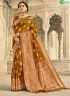 Brown Colour Banarasi Silk Fabric Woven Traditional Party Wear Saree