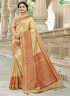Cream Colour Banarasi Silk Fabric Woven Traditional Party Wear Saree
