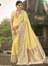Yellow Colour Banarasi Silk Fabric Fancy Weaving Work Traditional Party Wear Saree