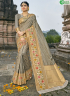 Grey Colour Banarasi Silk Fabric Fancy Weaving Work Traditional Party Wear Saree