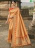 Orange Colour Banarasi Silk Fabric Fancy Weaving Work Traditional Party Wear Saree