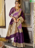 Purple Color Banarasi Silk Fabric Weaving Work Traditional Party Wear Saree