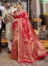 Orange Color Banarasi Silk Fabric Weaving Work Traditional Party Wear Saree