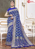 Blue Color Viscose Fabric Self Weaving Work Designer Party Wear Saree