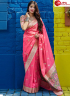 Peach Color Banarasi Silk Fabric Weaving Designer Traditional Party Wear Saree