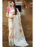 Cream Color Banarasi Silk Fabric Weaving Work Designer Traditional Saree