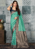 Blue Color Banarasi Silk Fabric Weaving Work Designer Party Wear Saree